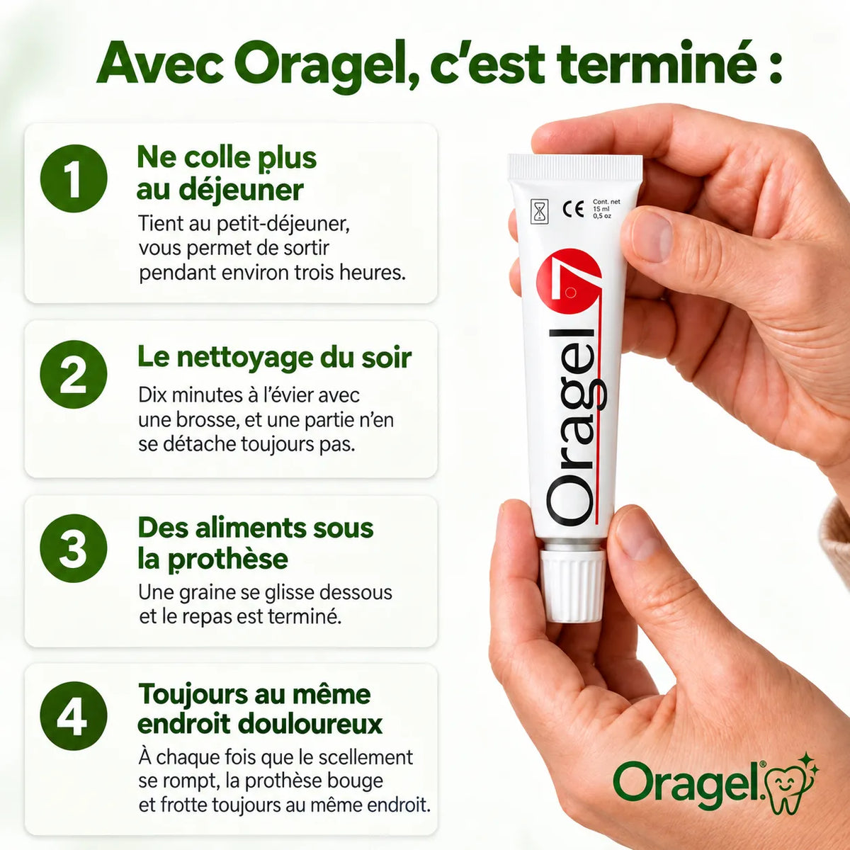 Oragel™ | Stoppe 100 % des glissements de prothèses dentaires – Maintien sûr toute la journée